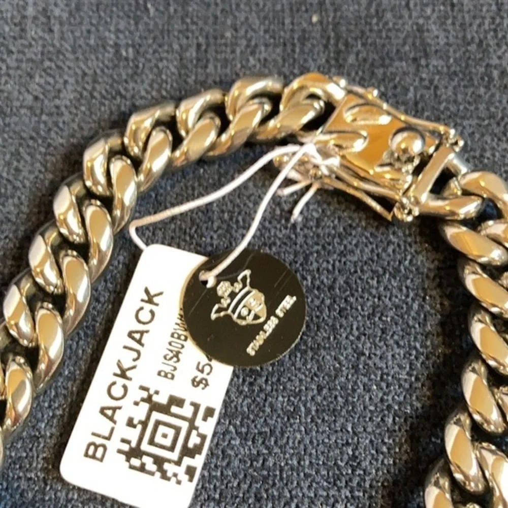 NWT BlackJack Men’s  stainless steel large link bracelet